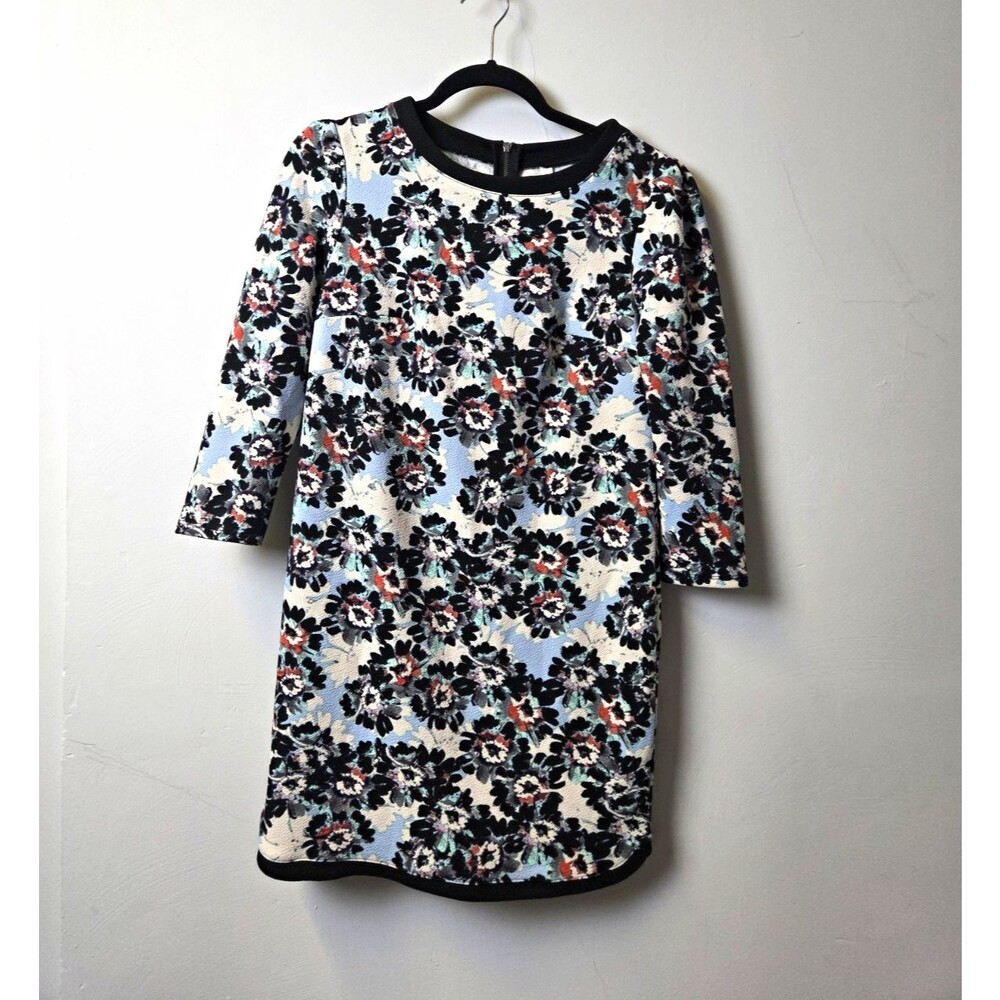 Xhilaration Floral Knit Mini Shift Dress 3/4 Sleeve Zip Back S/P